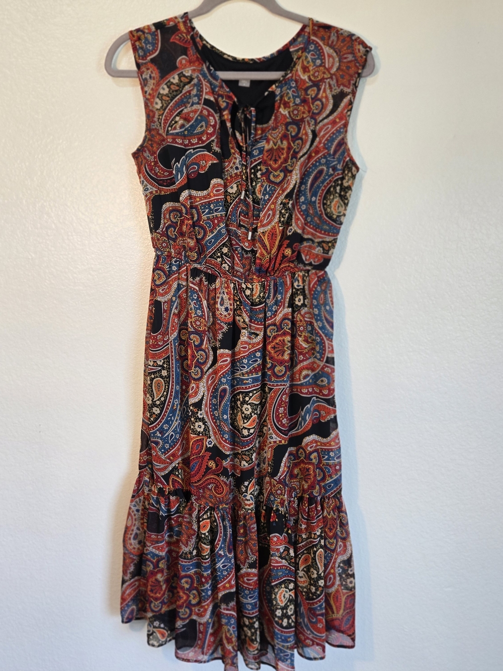 ✨ Tommy Hilfiger Vibrant Paisley Chiffon Midi Dress ✨